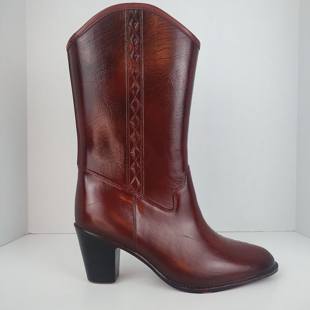 Women's Moulded Construction Western Boots USA Cowgirl Size 10 Mohogany